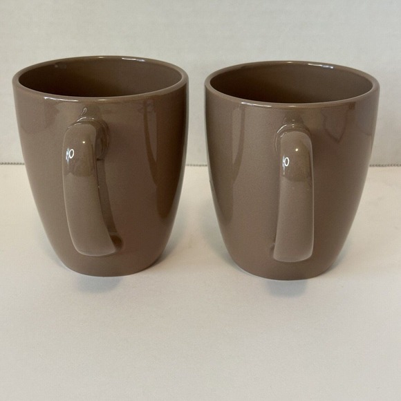CORELLE Coordinate Stoneware Lt Brown/Mauve coffee Mugs set of 2 CLEAN/VINTAGE - Picture 2 of 9